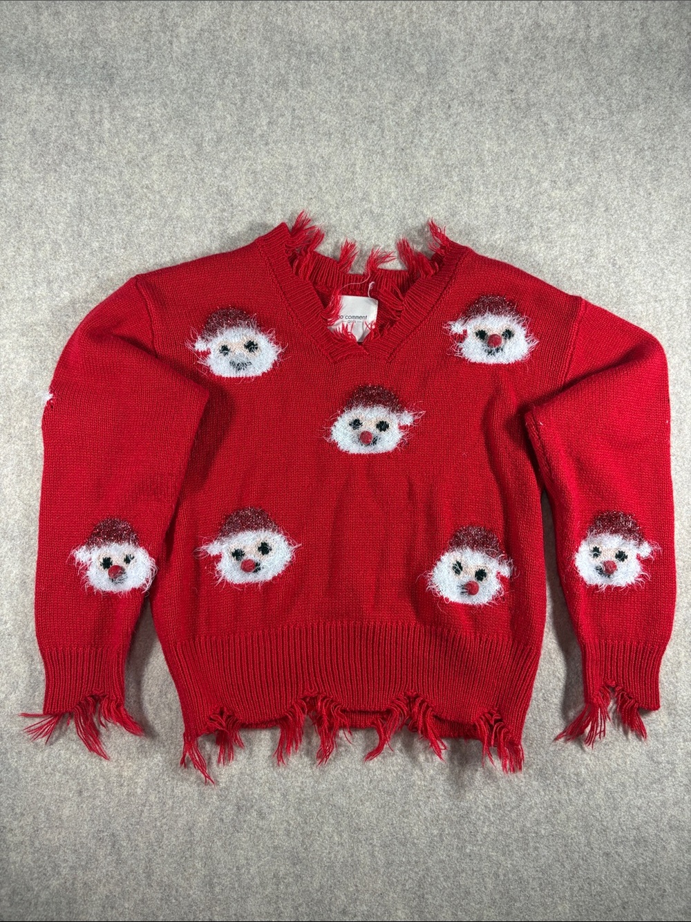 No Comment Girls Cozy V-Neck Holiday Knit Sweater with Snowman size L (14)